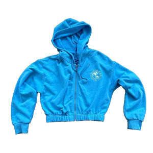 Palm Beach Women's Blue Cropped Zip Up Hoodie Sport Size M A000991